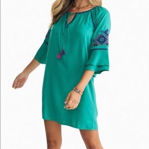SOUTHERN TIDE  Clover Green Embroidered Natalie Shift Dress Size XS